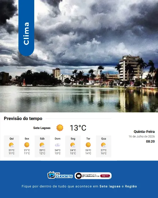 Tempo firme e frio marcam esta quinta-feira em Sete Lagoas