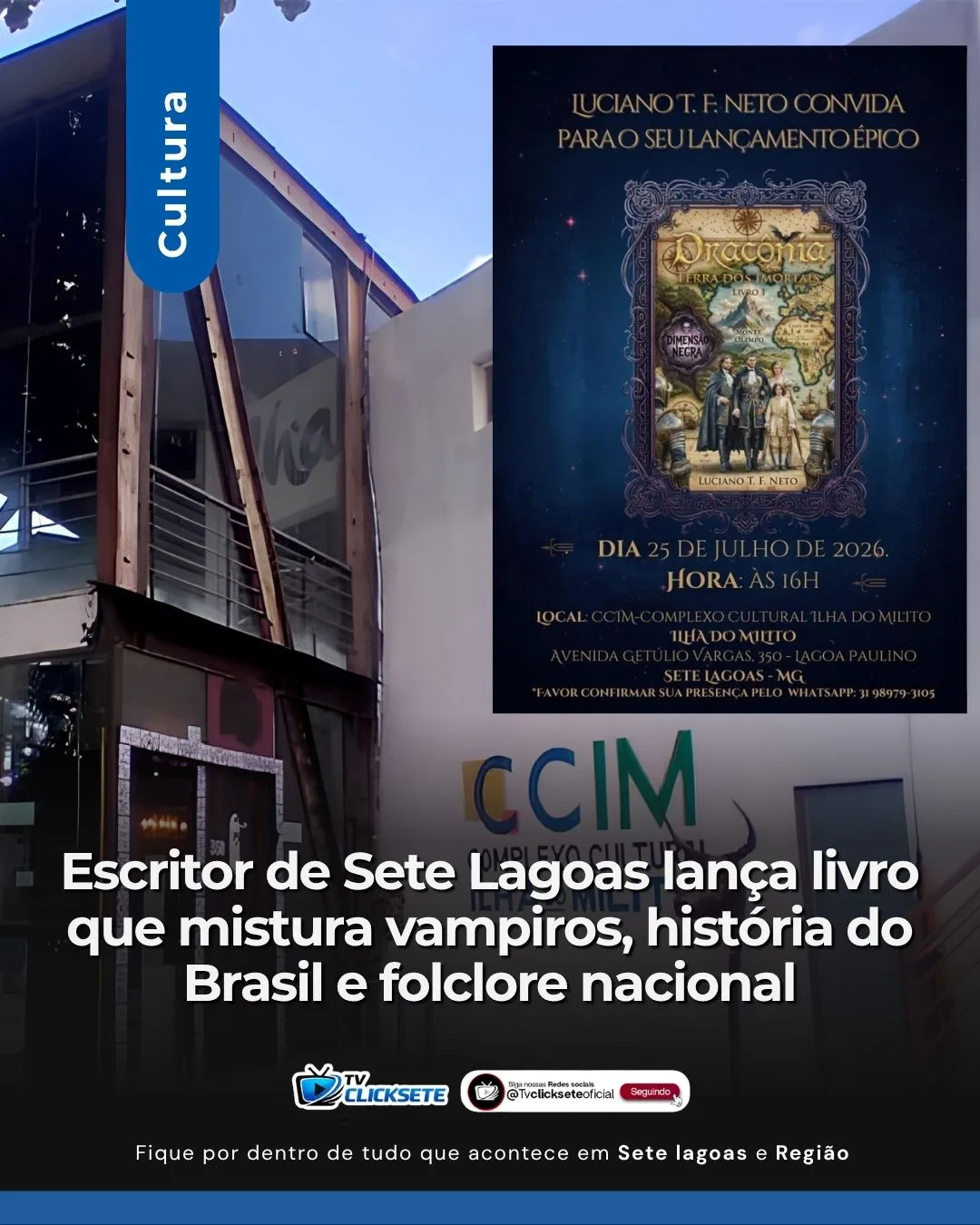 Escritor de Sete Lagoas lança livro que mistura vampiros, história do Brasil e folclore nacional