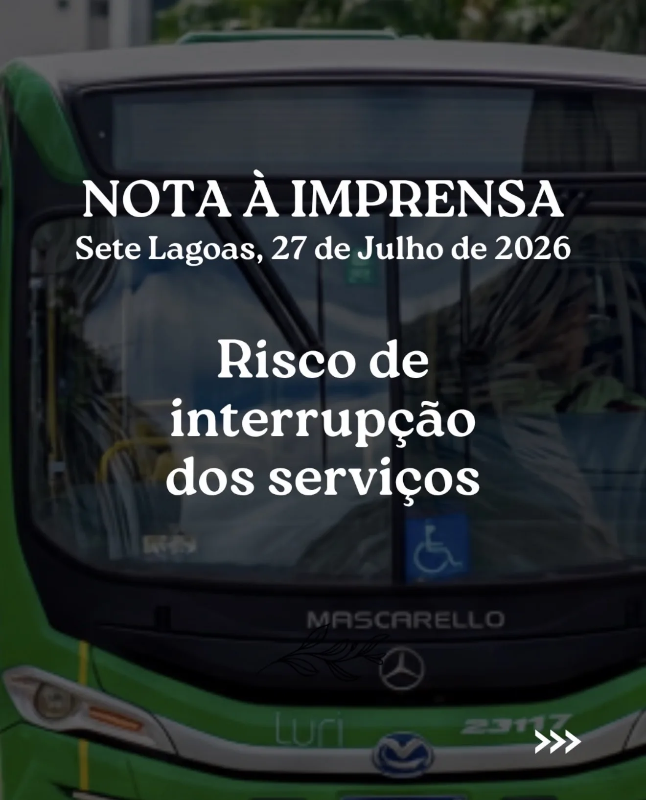 NOTA À IMPRENSA: Risco de interrupção dos serviços