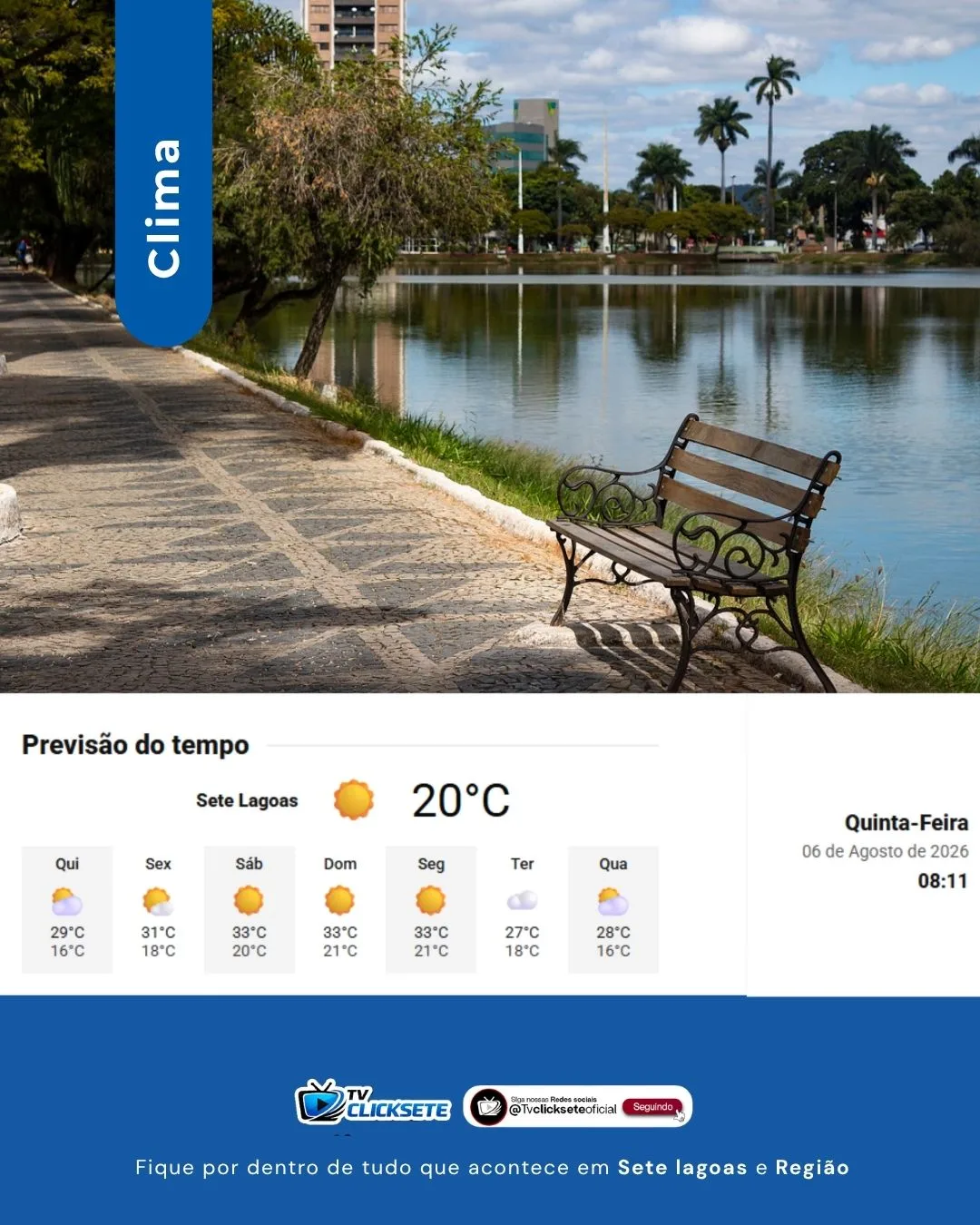 Sete Lagoas tem quinta-feira de sol forte e sem chuva