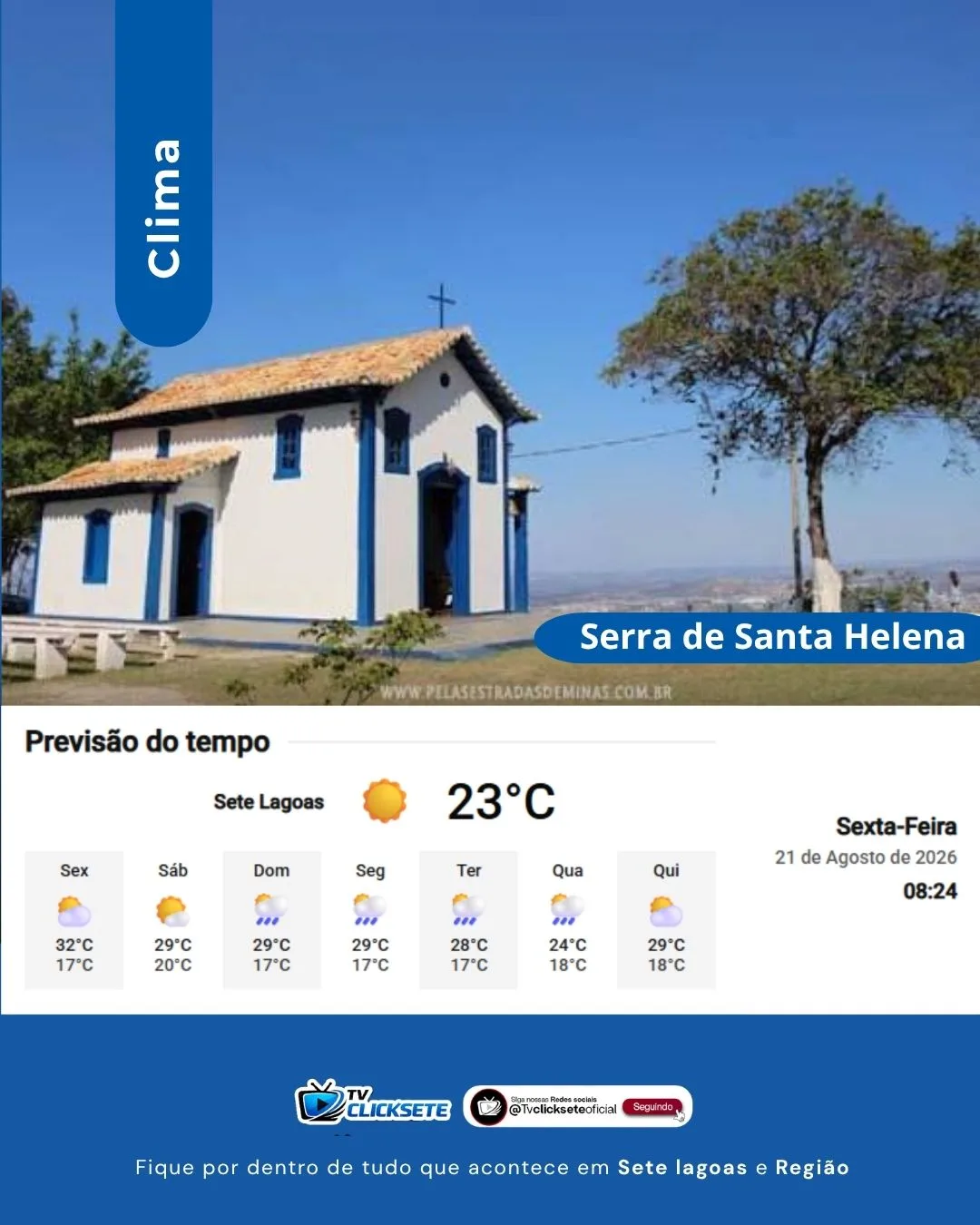 Previsão do tempo: sexta-feira (21) tem sol e calor em Sete Lagoas