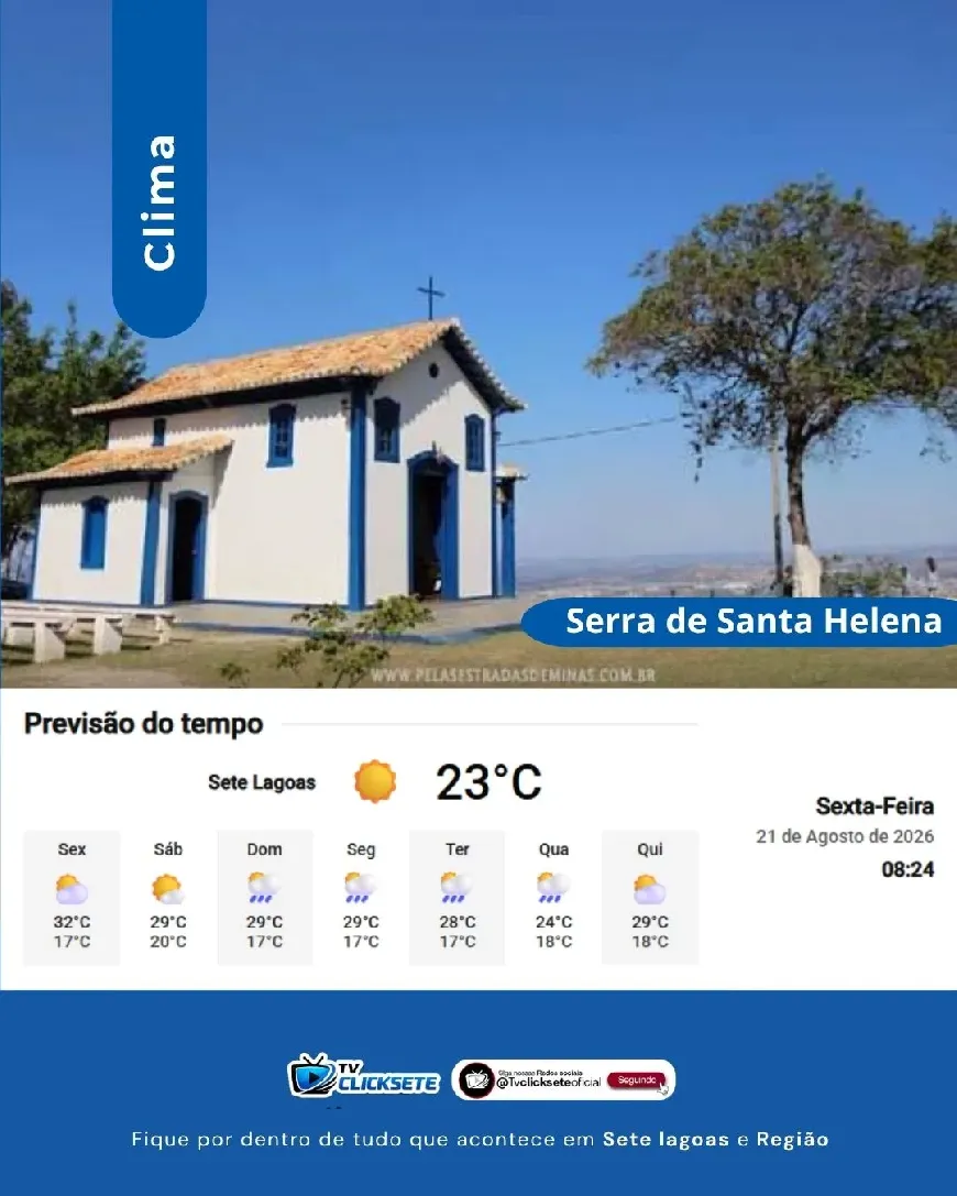 Previsão do tempo: sexta-feira (21) tem sol e calor em Sete Lagoas