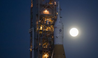 Artemis I in Moonlight