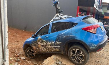 Carro do Google Street fica "perdido" em Lagoa Santa e cai em buraco