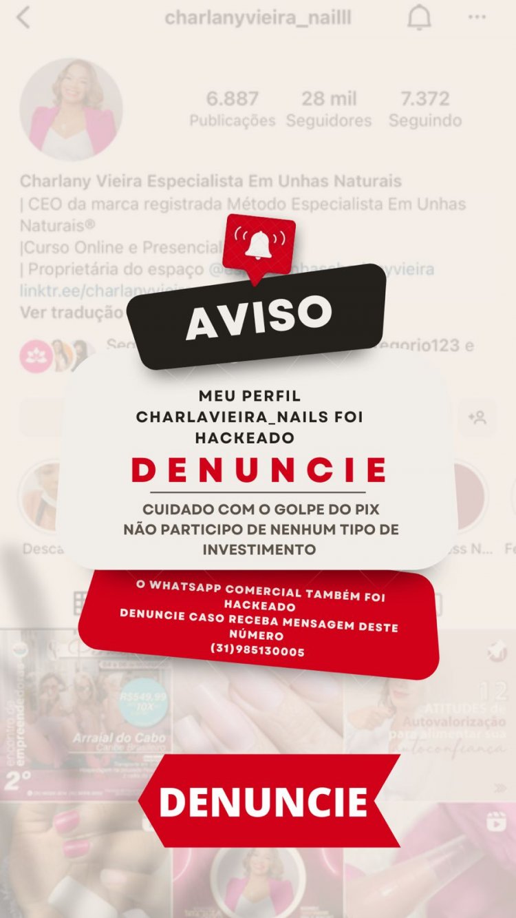 Especialista em unhas Charlany Vieira tem perfil de Instagram e WhatsApp hackeado