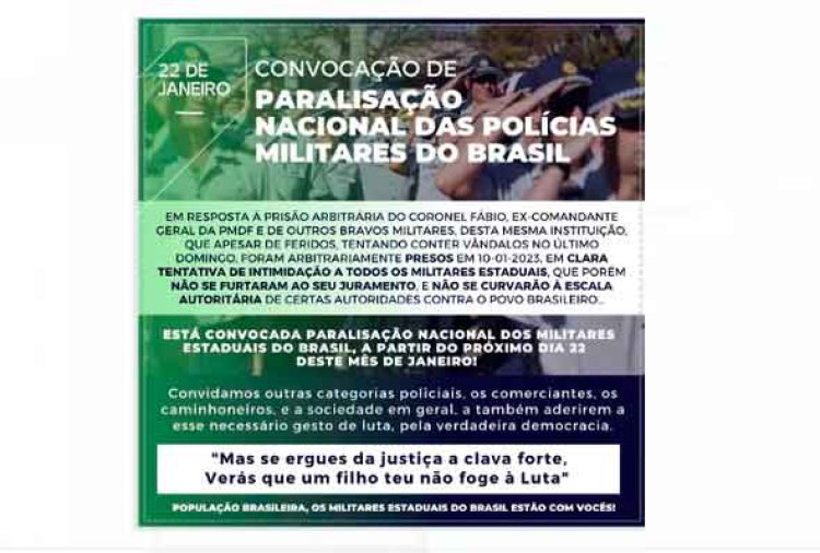 Policiais militares poderão fazer paralisação nacional no domingo; associação em Minas nega