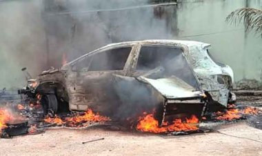 Homem em aparente surto ateia fogo no próprio carro no Montreal