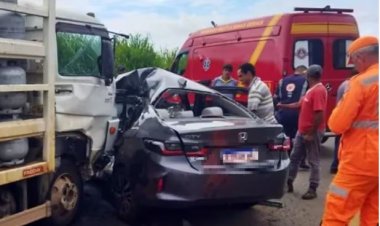 BR-459: acidente entre caminhão e táxi mata duas pessoas e fere bebê no interior de MG