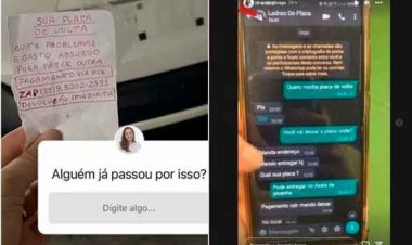 Ladrão ousado exige Pix de R$ 100 por placa de carro roubada