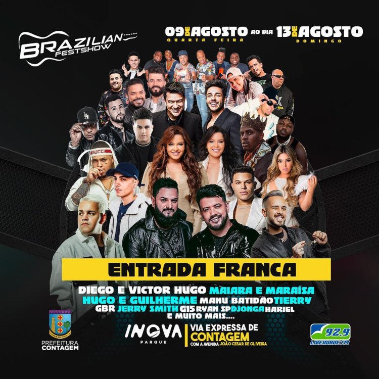 ATENÇÃO: Cidade de Contagem será palco do Brazilian Fest Show que vai reunir destaques da cena musical nacional
