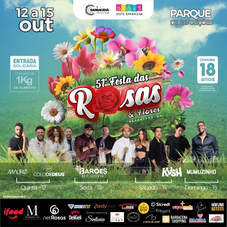 51ª Festa das Rosas e Flores de Barbacena promete animar o público com grandes atrações