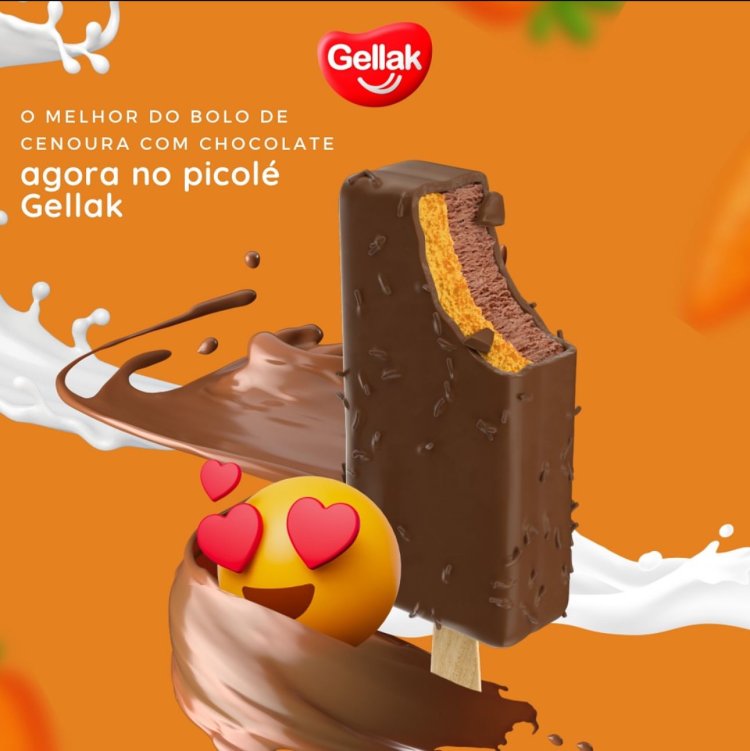 O MELHOR DO BOLO DE CENOURA COM CHOCOLATE AGORA NO PICOLÉ DA GELLAK