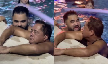 Leonardo cochila na beira da piscina e se assusta ao se deparar com Lucas Guedez