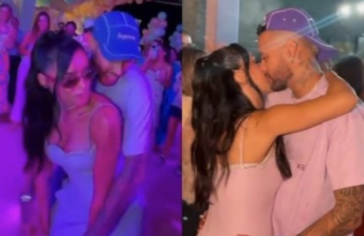 Inseparáveis! Neymar e Bruna Biancardi curtem agarradinhos em festa de Mavie