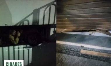 Ladrão fica preso em grade de pizzaria durante furto e precisa ser resgatado por bombeiros