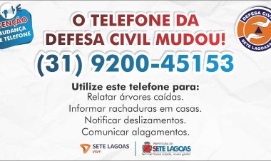 Defesa Civil de Sete Lagoas divulga novo número de contato e reforça orientações à população