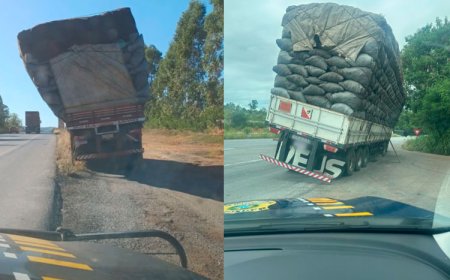 Polícia Rodoviária flagra transportes de carvão ‘desafiando a gravidade’ na BR-040 em Sete Lagoas