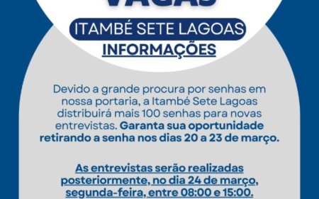 Itambé abre novo mutirão de vagas em Sete Lagoas do dia 20 a 23 de março