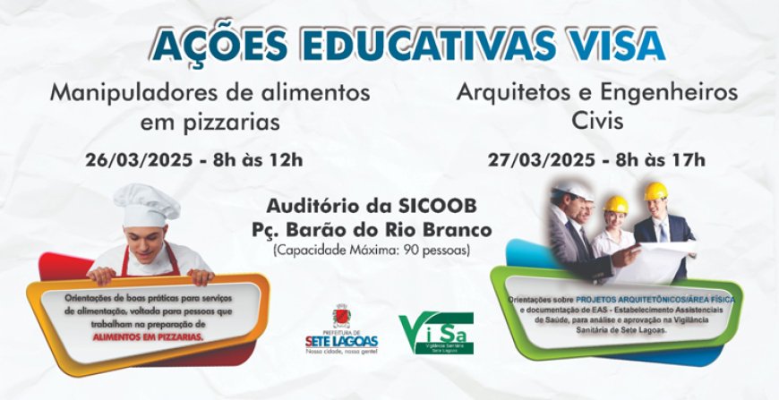 Vigilância Sanitária de Sete Lagoas promove capacitações para manipuladores de pizza e profissionais da construção