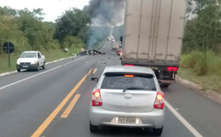 URGENTE: grave acidente com incêndio interdita rodovia em Corinto