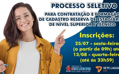 Processo Seletivo para Estágio com vagas em diversas áreas é aberto na Prefeitura de Sete Lagoas