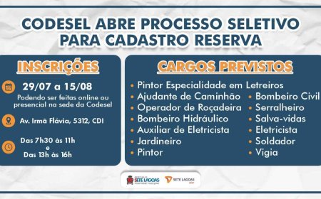 Codesel abre novo processo seletivo para 13 cargos temporários