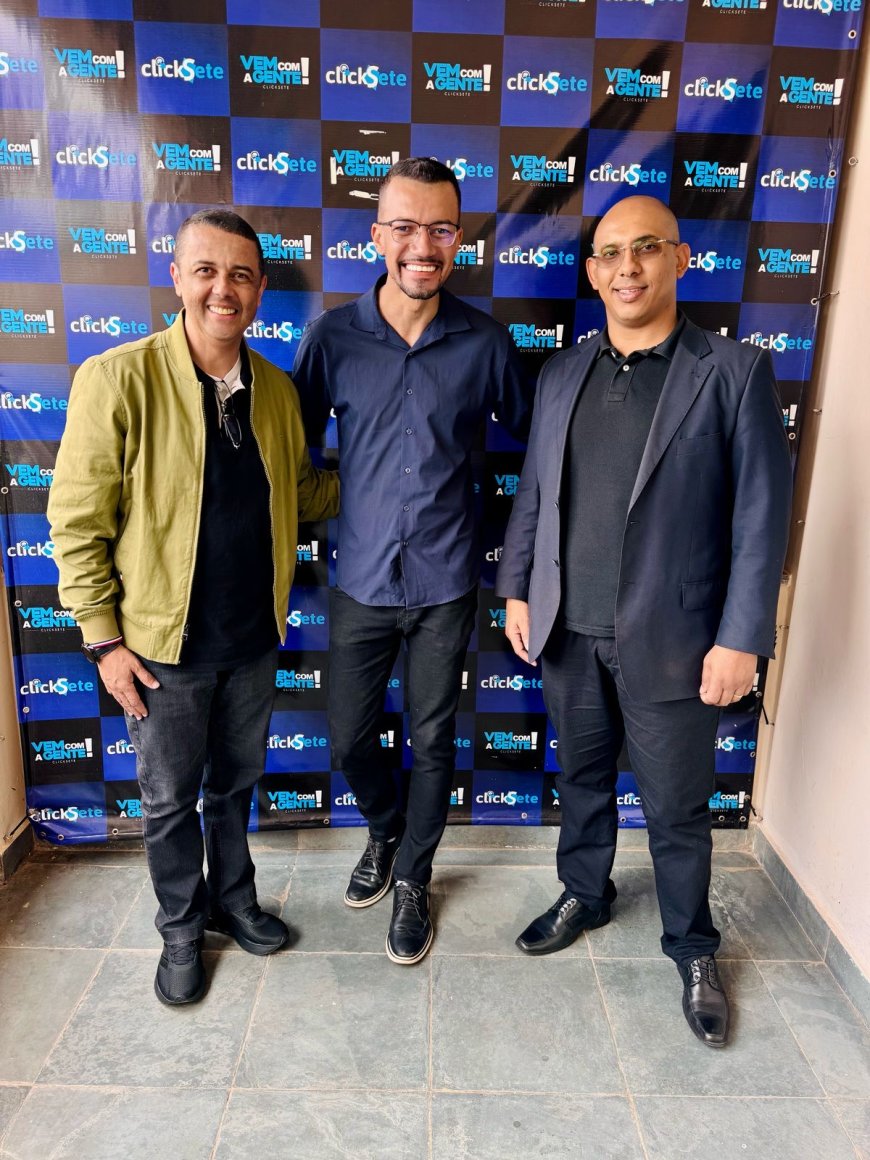 Deputado Estadual Charles Santos e Vereador Thiago Santana visitam sede da ClickSete em Sete Lagoas