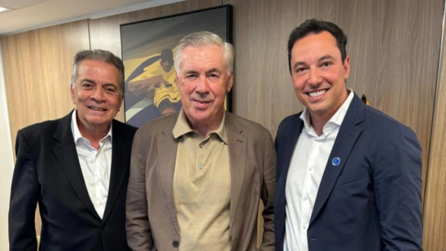Dirigentes do Cruzeiro fazem visita à CBF e têm encontro com Ancelotti