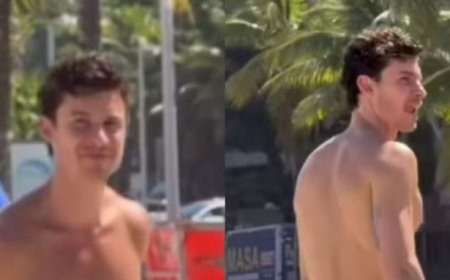 Shawn Mendes é flagrado em praia no RJ