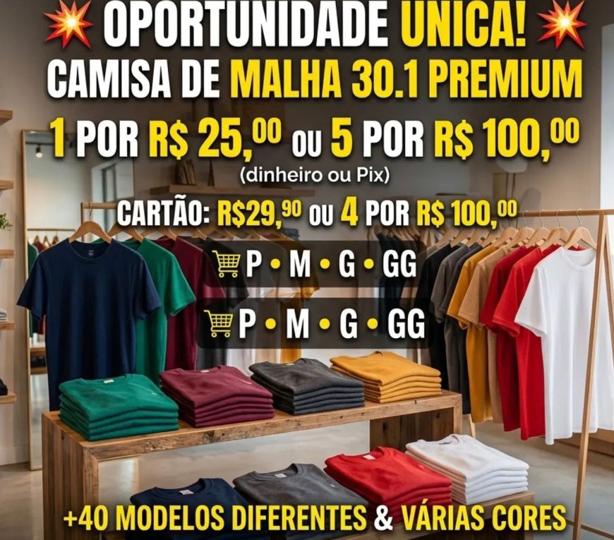 Vini Representações lança oportunidade única com camisas premium a partir de R$ 25 em Sete Lagoas