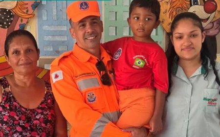 Menino salvo de afogamento reencontra bombeiro que agiu de folga em Inhaúma