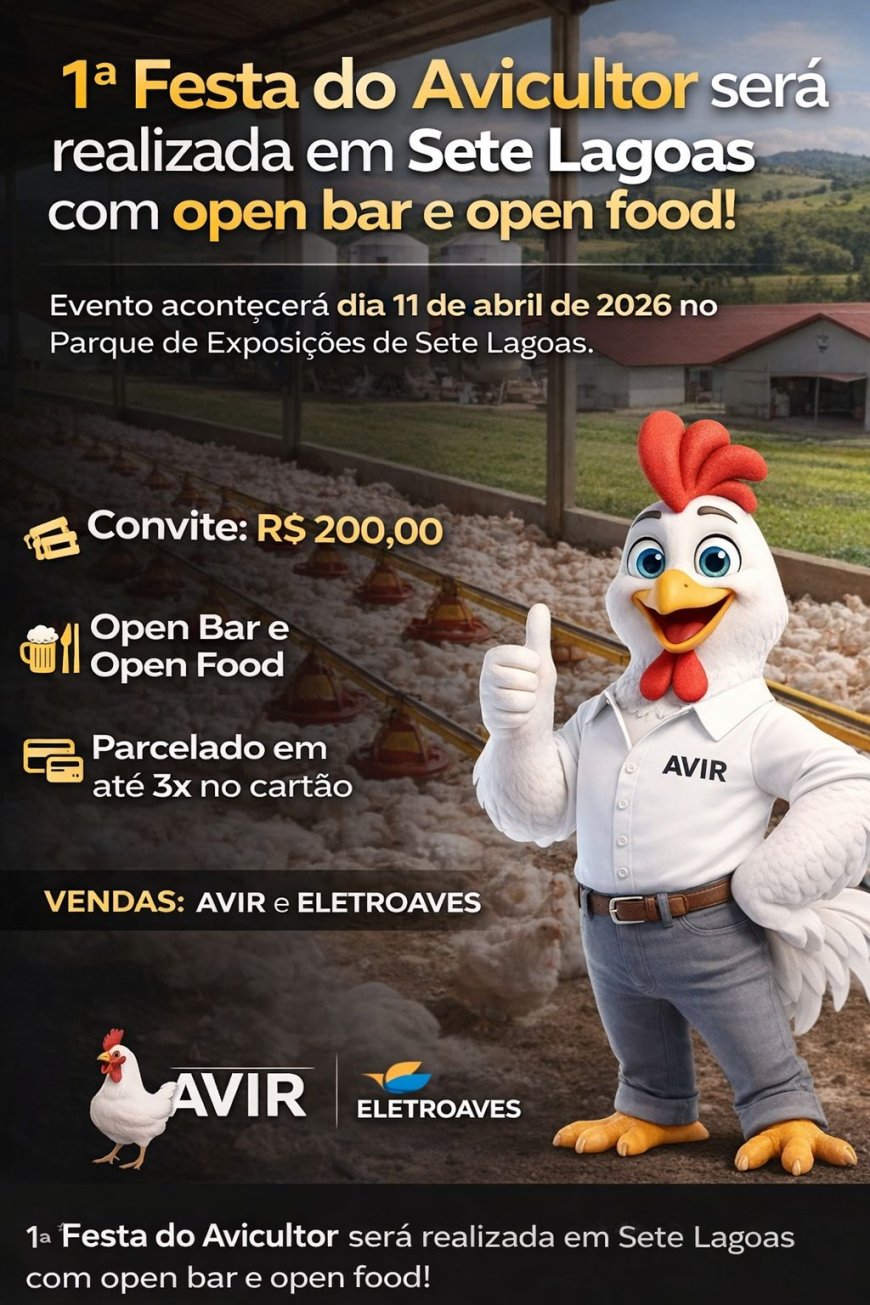 1ª Festa do Avicultor será realizada em Sete Lagoas com open bar e open food
