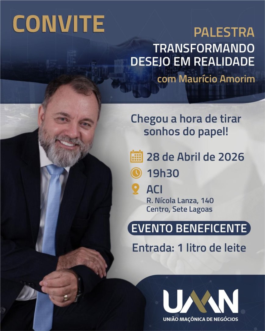 Sete Lagoas recebe hoje palestra "Transformando Desejo em Realidade" com Maurício Amorim
