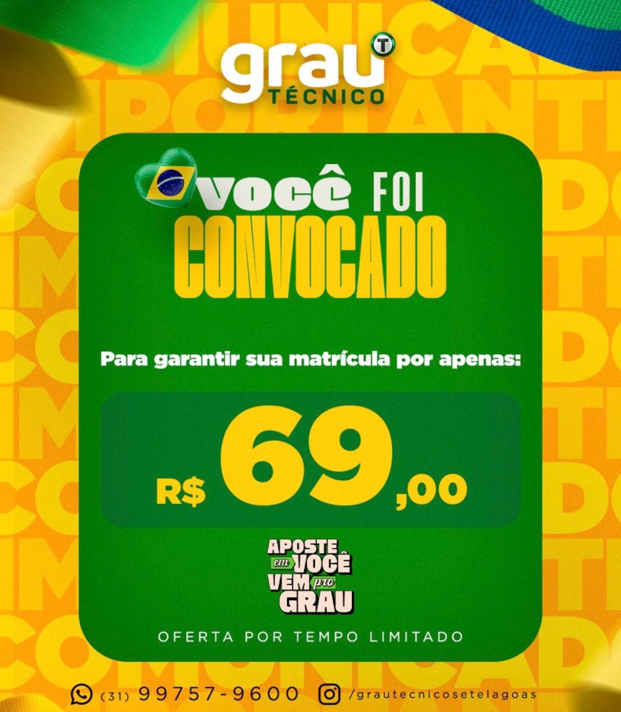 Grau Técnico lança campanha de matrícula por R$ 69 em Sete Lagoas
