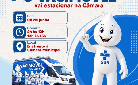 O Vacimóvel estará estacionado em frente à Câmara de Sete Lagoas, oferecendo vacinação contra a gripe para toda a população no dia 8 de junho.