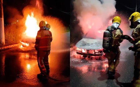 Incêndio destrói veículo na Avenida Prefeito Alberto Moura, em Sete Lagoas