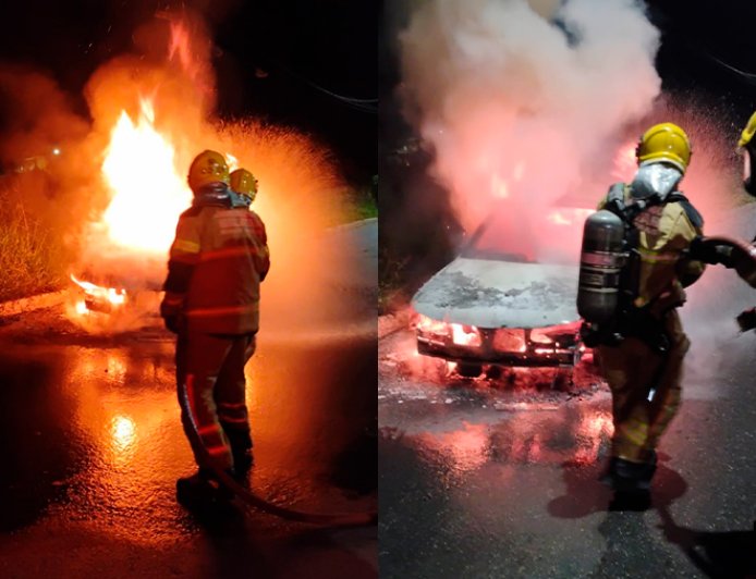 Incêndio destrói veículo na Avenida Prefeito Alberto Moura, em Sete Lagoas